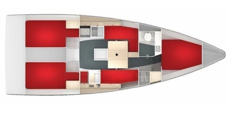 Plan d’aménagement intérieur d’un voilier